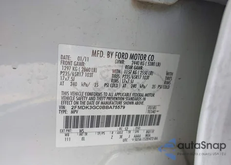 2011 Ford Edge Se из США, поврежденный, VIN 2FMDK3GC0BBA75579